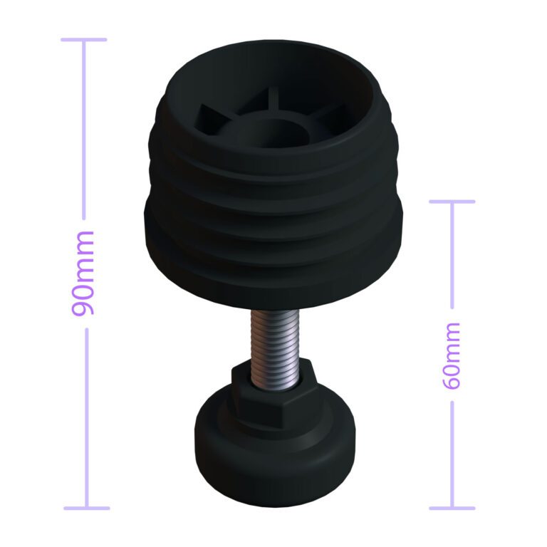 51 Mm Kademeli Plastik Rotil Ayak M10 - Boru Profil Ayağı Tezgah Ayarlı Ayak Siyah-4.jpg
