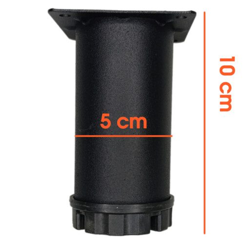Tablalı Ayarlı Metal Dolap Tezgah Baza Sehpa Koltuk Kanepe Ayağı Texture Siyah Çap:51 Mm 10 Cm-4.jpg