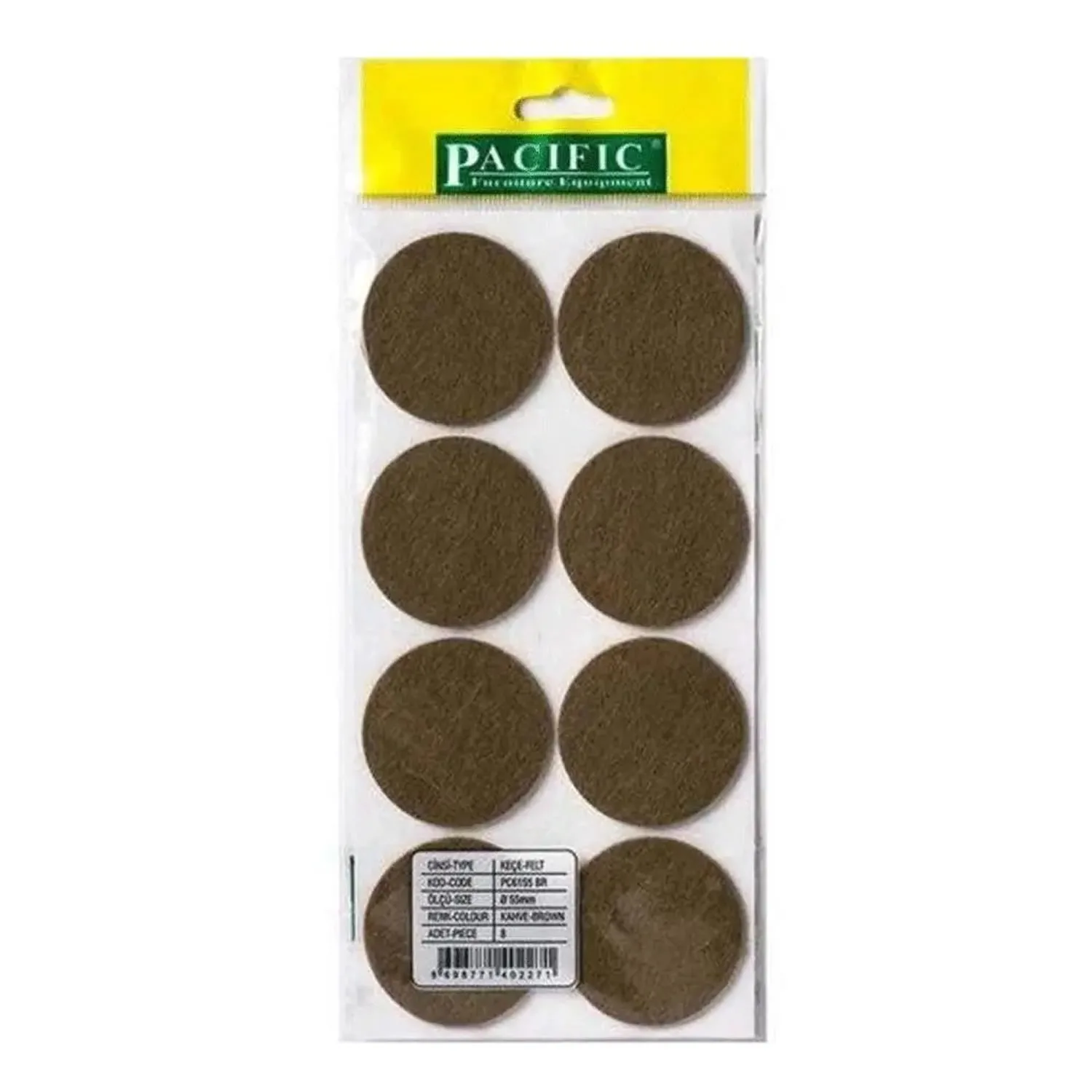 Pacific Yuvarlak Yapışkanlı Sandalye Koltuk Mobilya Ayak Keçesi Felt 55 Mm Kahve-1.jpg