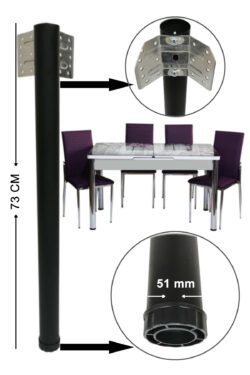 Perçinli Metal Masa Ayağı 73 Cm - Mutfak Masası Ayağı - Balkon Masası Ayağı Siyah - Görsel 2