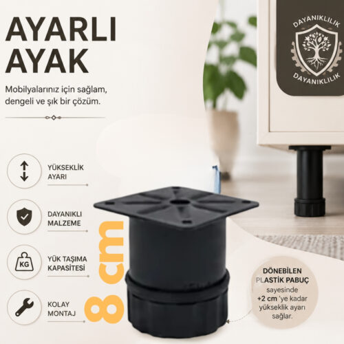 42 Lik Tablalı Ayarlı Ayak 8 Cm Texture Siyah-1.jpg