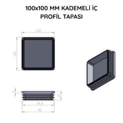 100x100 Mm Profil İçin Kademeli İçe Geçme Profil Tapası