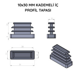 10x30 Mm Profil İçin Kademeli İçe Geçme Profil Tapası