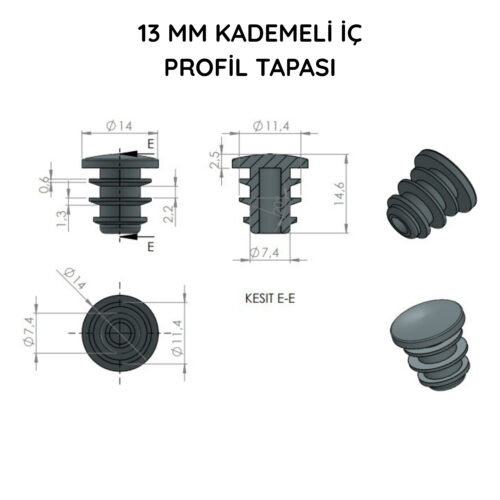 13 Mm Kademeli İç Profil Tapası Siyah-4.jpg