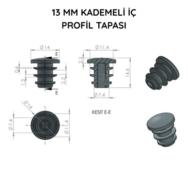 13 Mm Kademeli İç Profil Tapası Siyah-4.jpg