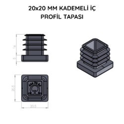 20x20 Mm Profil İçin Kademeli İçe Geçme Profil Tapası
