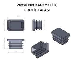20x30 Mm Profil İçin Kademeli İçe Geçme Profil Tapası