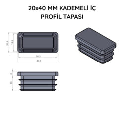 20x40 Mm Profil İçin Kademeli İçe Geçme Profil Tapası