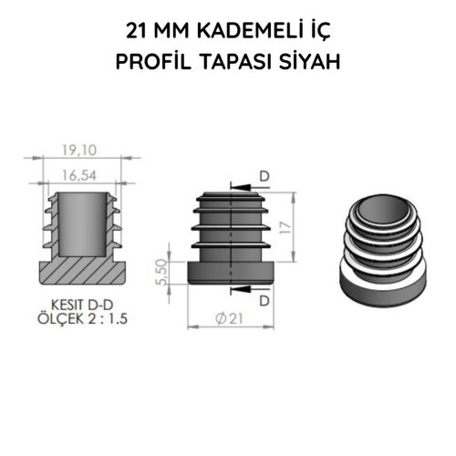 21 Mm Kademeli İç Profil Tapası Siyah-4.jpg