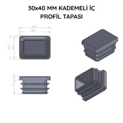30x40 Mm Profil İçin Kademeli İçe Geçme Profil Tapası