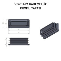 30x70 Mm Profil İçin Kademeli İçe Geçme Profil Tapası