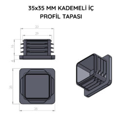 35x35 Mm Profil İçin Kademeli İçe Geçme Profil Tapası