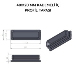 40x120 Mm Profil İçin Kademeli İçe Geçme Profil Tapası
