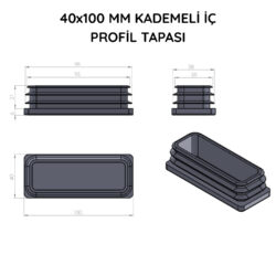 40x100 Mm Profil İçin Kademeli İçe Geçme Profil Tapası