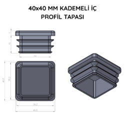 40x40 Mm Profil İçin Kademeli İçe Geçme Profil Tapası