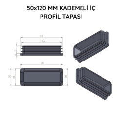 50x120 Mm Profil İçin Kademeli İçe Geçme Profil Tapası