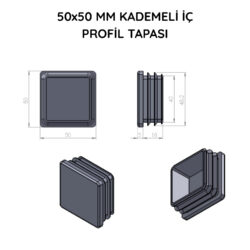 50x50 Mm Profil İçin Kademeli İçe Geçme Profil Tapası