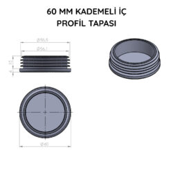 60x60 Mm Profil İçin Kademeli İçe Geçme Profil Tapası