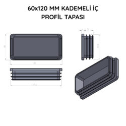60x120 Mm Profil İçin Kademeli İçe Geçme Profil Tapası