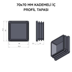 70x70 Mm Profil İçin Kademeli İçe Geçme Profil Tapası
