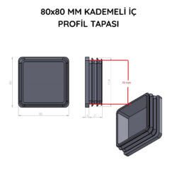 80x80 Mm Profil İçin Kademeli İçe Geçme Profil Tapası