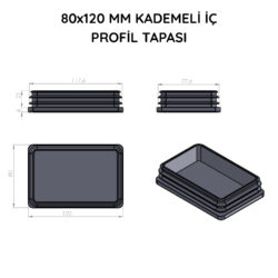 80x120 Mm Profil İçin Kademeli İçe Geçme Profil Tapası