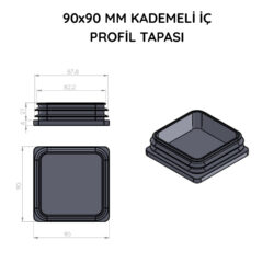 90x90 Mm Profil İçin Kademeli İçe Geçme Profil Tapası