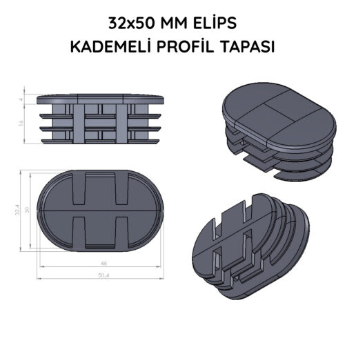 32x50 Mm Elips Kademeli Profil Tapası Ral Siyah-4.jpg