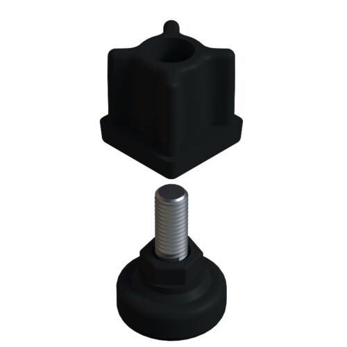 30x30 Mm Plastik 6 Köşe Rotil Ayak M10 - Profil Ayağı Tezgah Ayarlı Ayak Siyah-4.jpg