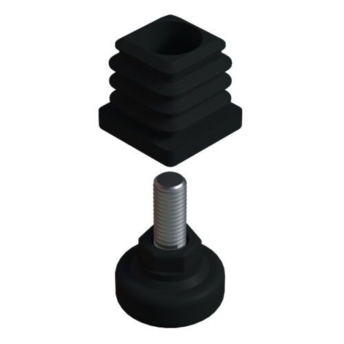 30x30 Mm Kademeli Plastik Rotil Ayak - Profil Ayağı Tezgah Ayarlı Ayak Siyah-1.jpg