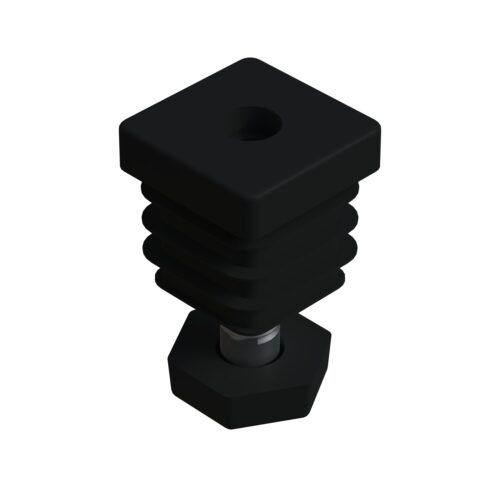 30x30 Mm Kademeli Plastik 6 Köşe Rotil Ayak M10 - Profil Ayağı Tezgah Ayarlı Ayak Siyah-1.jpg