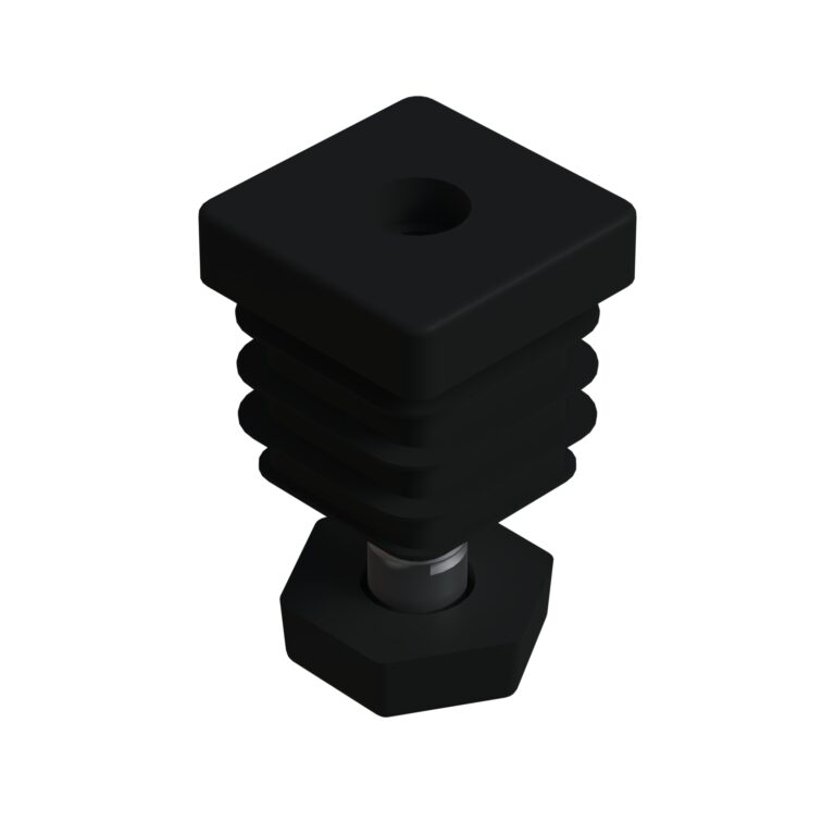 30x30 Mm Kademeli Plastik 6 Köşe Rotil Ayak M10 - Profil Ayağı Tezgah Ayarlı Ayak Siyah-1.jpg