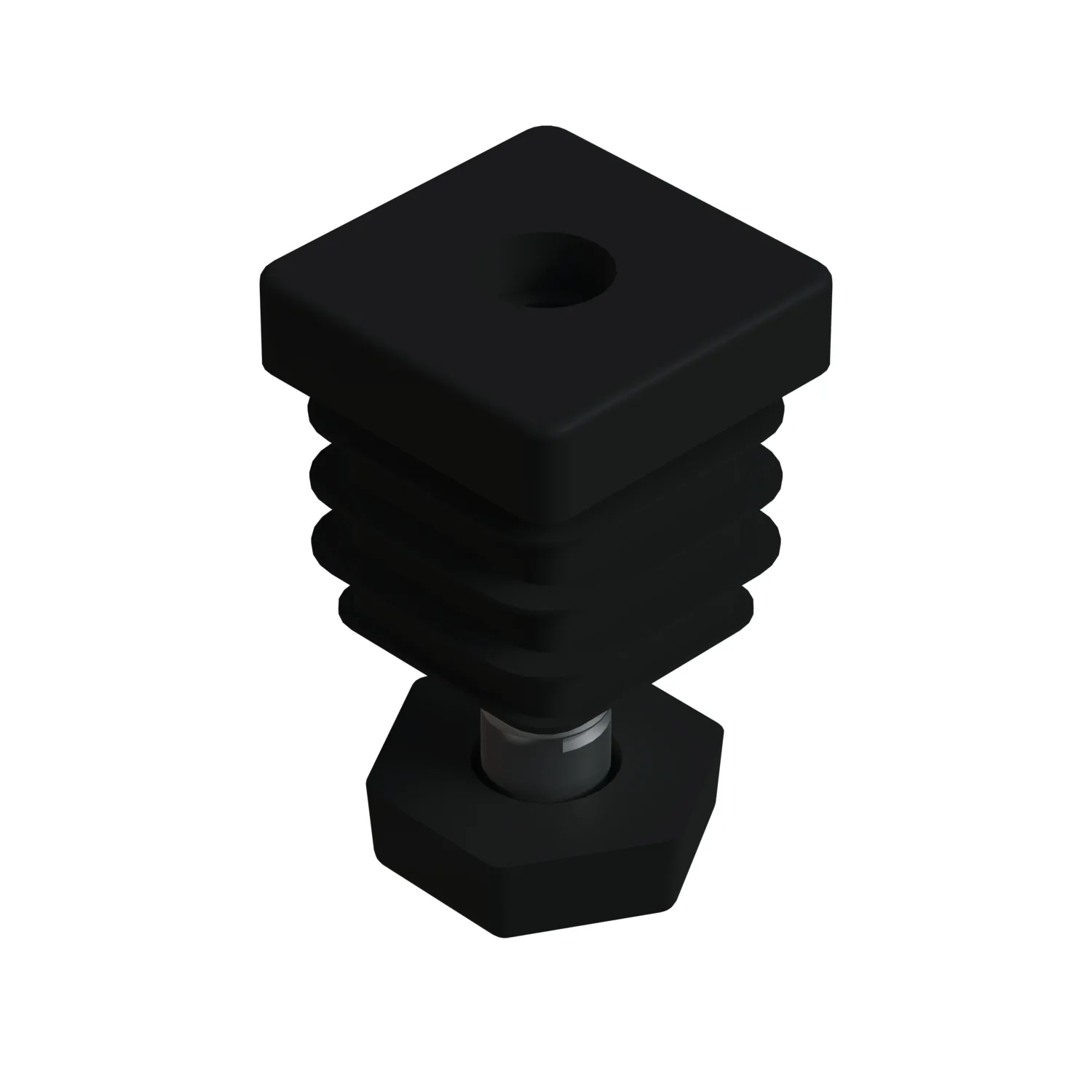 30x30 Mm Kademeli Plastik 6 Köşe Rotil Ayak M10 - Profil Ayağı Tezgah Ayarlı Ayak Siyah-1.jpg