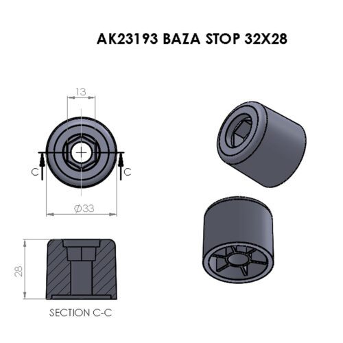 Yuvarlak Baza Stoplama Baza Yatak Tutucu 32x28 Mm Baza Stop Siyah-4.jpg