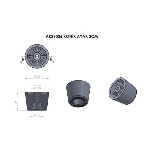 Konik Ayak 3 Cm Pls Siyah-4.jpg