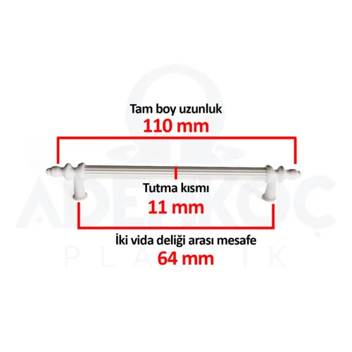 Kumru 64 Mm Çekmece Dolap Mobilya Kulpu Sert Plastik Polimer Beyaz-2.jpg