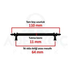 Kumru 64 Mm Çekmece Dolap Mobilya Kulpu Sert Plastik Polimer Siyah-2.jpg