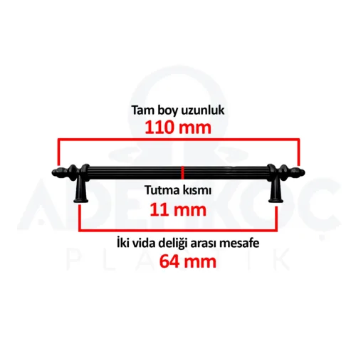 Kumru 64 Mm Çekmece Dolap Mobilya Kulpu Sert Plastik Polimer Siyah-2.jpg