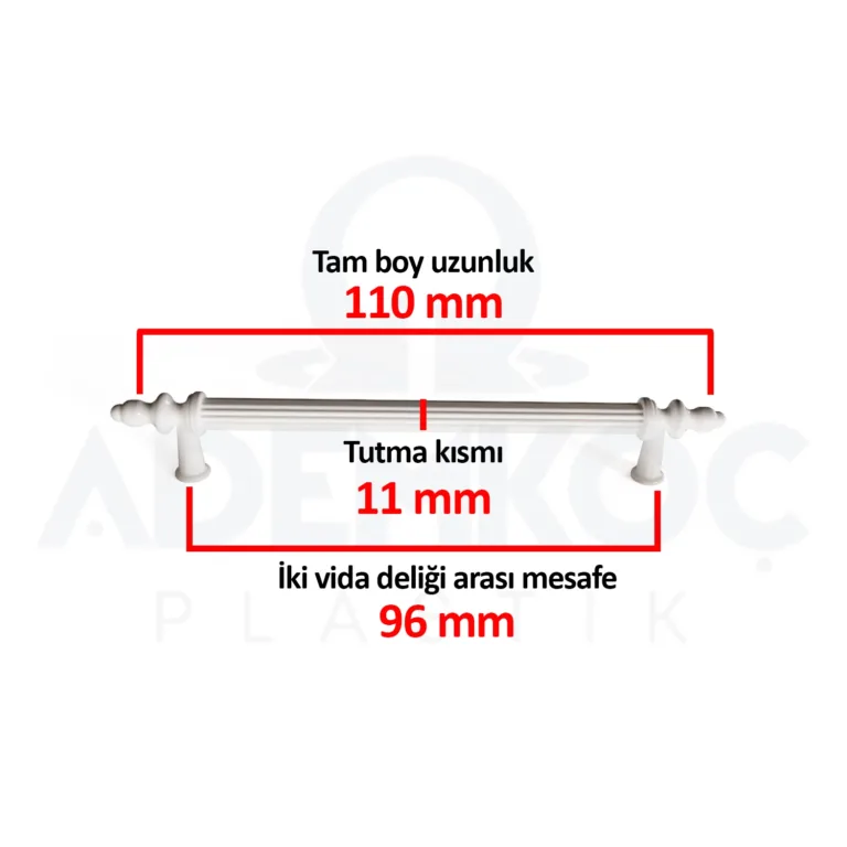 Kumru 96 Mm Çekmece Dolap Mobilya Kulpu Sert Plastik Polimer Beyaz-2.jpg