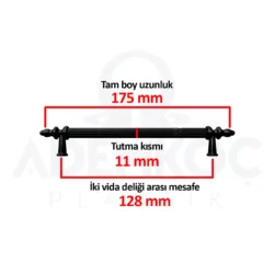 Kumru 128 Mm Çekmece Dolap Mobilya Kulpu Sert Plastik Polimer Siyah-2.jpg