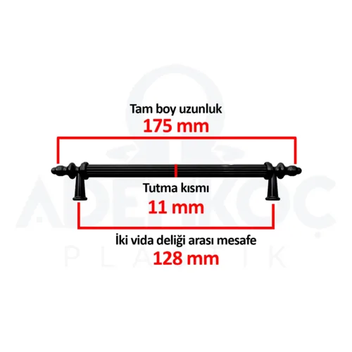 Kumru 128 Mm Çekmece Dolap Mobilya Kulpu Sert Plastik Polimer Siyah-2.jpg