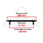 Kumru 160 Mm Çekmece Dolap Mobilya Kulpu Polimer Sert Plastik 160 Kumru Siyah (1 Adet)-2.jpg