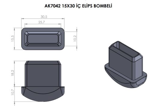 15x30 Mm Elips Bombeli Profil Tapası Siyah-4.jpg