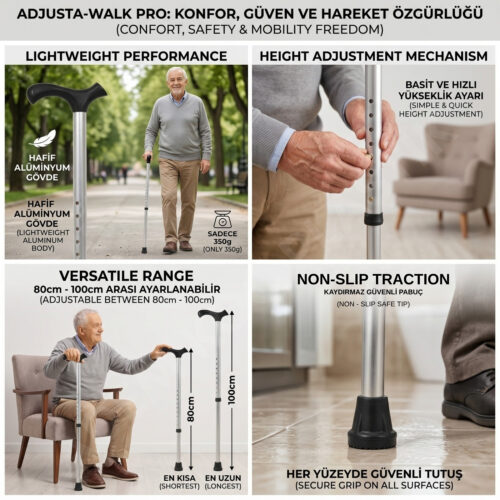 Yükseklik Ayarlı Alüminyum Gövdeli Baston Asa 100 Cm-4.jpg