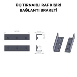 Üç Tırnaklı Raf Kişiri Bağlantı Braketi Sağ Siyah-4.jpg