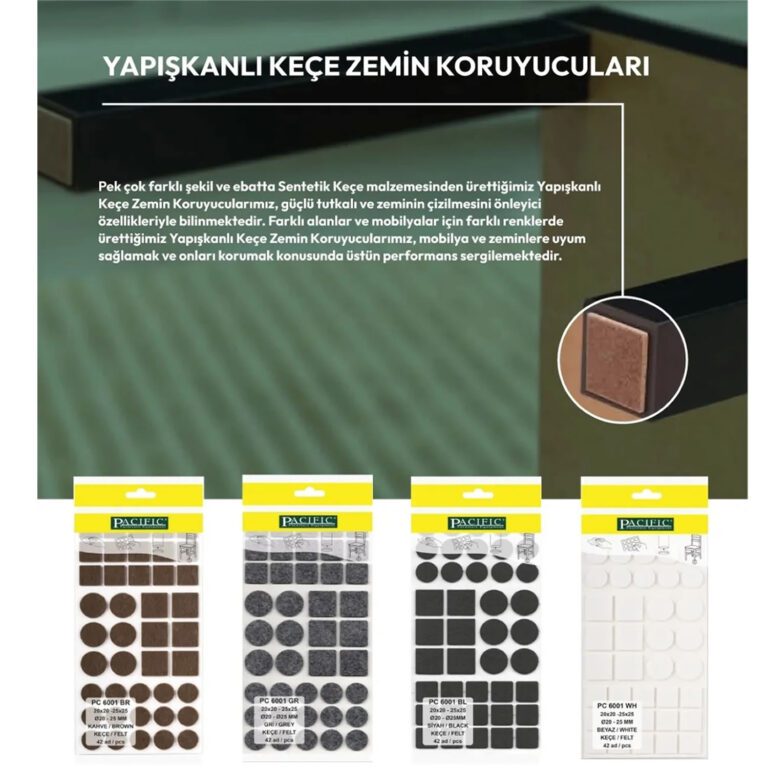 Pacific Yuvarlak Yapışkanlı Sandalye Koltuk Mobilya Ayak Keçesi Felt 24 Mm Beyaz-3.jpg