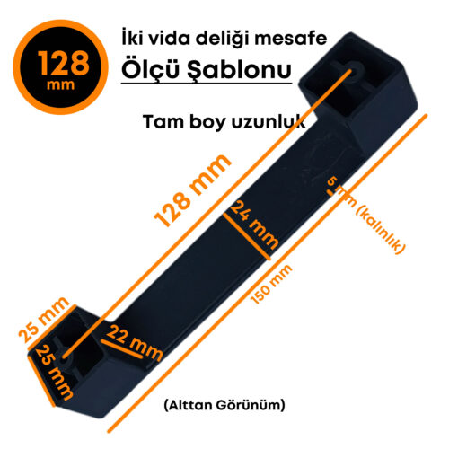 Köprü Kalın 128 Mm Çekmece Dolap Mobilya Kulpu Sert Plastik Siyah-3.jpg