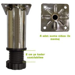 Tablalı Ayarlı Metal Dolap Tezgah Baza Koltuk Kanepe Ayağı Krom Çap:42 Mm 10 Cm-3.jpg