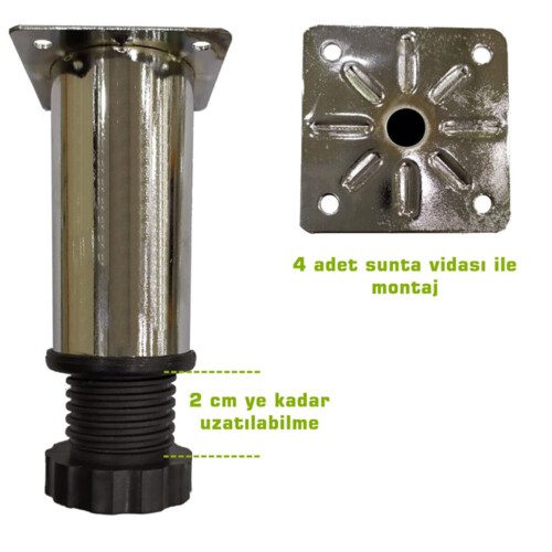 Tablalı Ayarlı Metal Dolap Tezgah Baza Koltuk Kanepe Ayağı Krom Çap:42 Mm 10 Cm-3.jpg